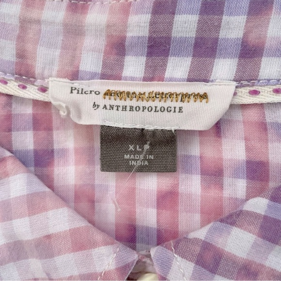 Anthropologie Pilcro Pink White Gingham Cate Button Down Shirt Size XL Petite - Picture 5 of 9